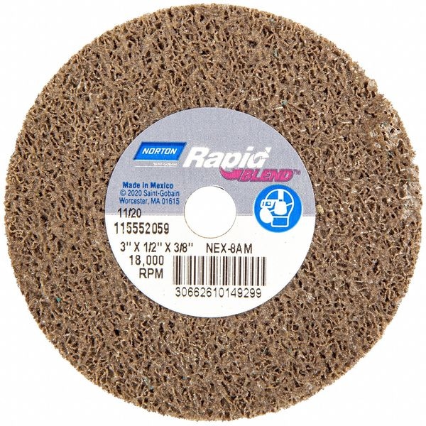 Norton Abrasives Bond Non Woven Wheel, 3" dia, 18,000 RPM - 66261014929