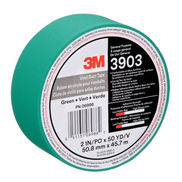 3M Duct Tape, 6.3 Mil, 2"x50 yds., Green, PK24 - T9873903G