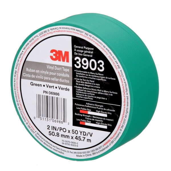 3M Duct Tape, 6.3 Mil, 2"x50 yds., Green, PK24 - T9873903G