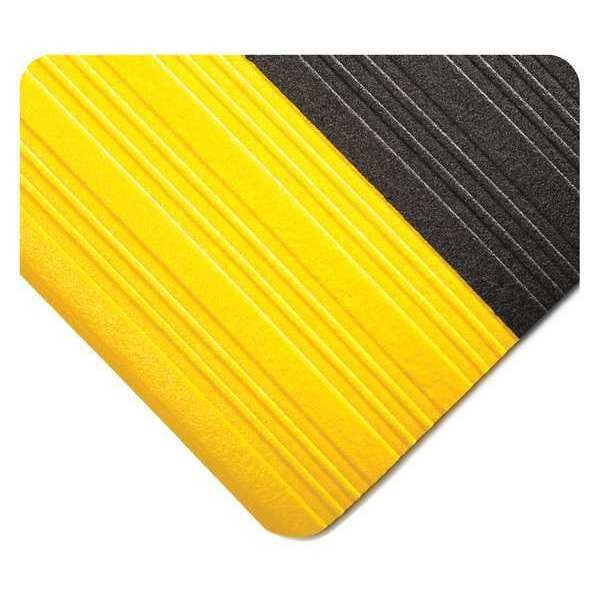 Wearwell Antifatigue Mat, 60 ft. L x 2 ft. W, 5/8" Thickness, Deluxe Tuf, Black/Yellow - 442.58X2X60BYL