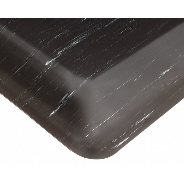 Wearwell Antifatigue Mat, 3 ft. L x 2 ft. W, 1/2" Thickness, Nitrile, Marble, Black - 420