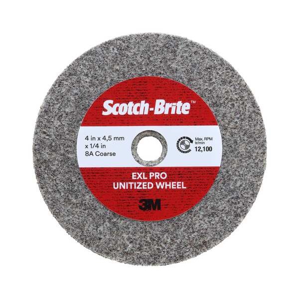 Scotch-Brite Unitized Wheel, 8 in Dia, 11/64 in W, 1 in Arbor Hole - 7100136383
