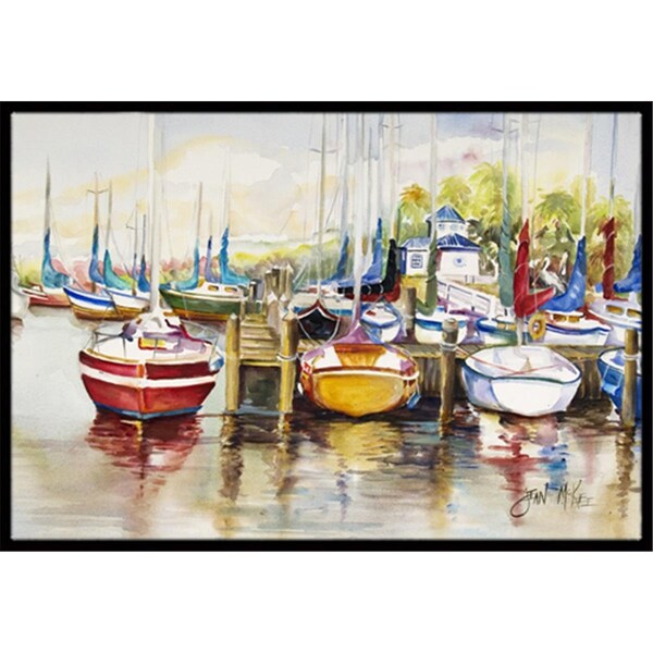 Carolines Treasures Paradise Yacht Club Ii Sailboats Indoor and Outdoor Mat- 18 x 27 in. - JMK1064MAT