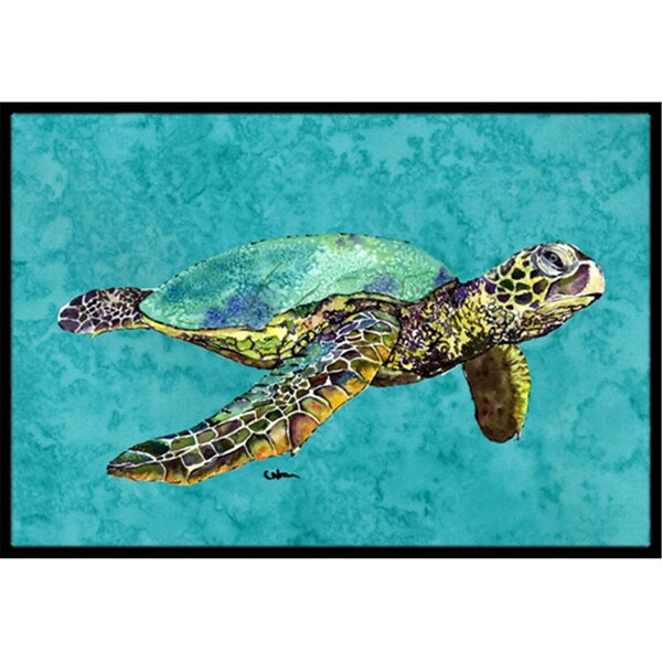 Jensendistributionservices 18 x 27 in. Swimming Loggerhead Turtle Indoor Or Outdoor Mat - MI2554031
