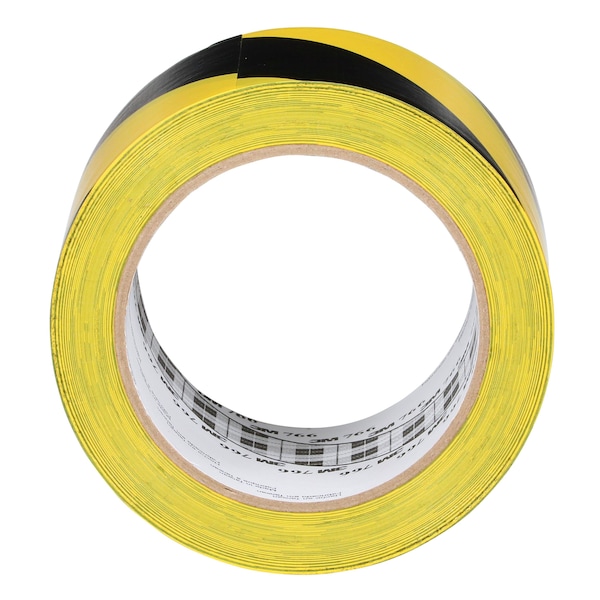 3M Striped Vinyl Tape, 5.0 Mil, 3"x36 yds, Blk/Yel, PK12 - T968766