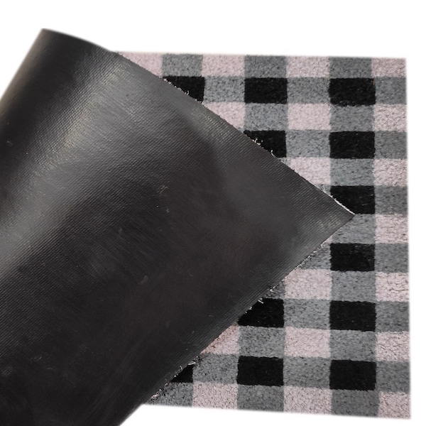 First Concept First Concept 18 in. W X 30 in. L Black/White Checkers Welcome Coir Door Mat - FC-72026