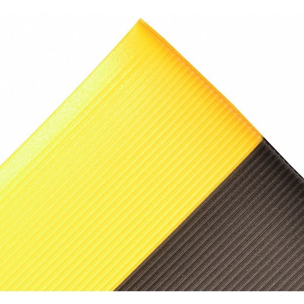 Notrax Antifatigue Mat, 3 ft. L x 2 ft. W, 1/2" Thickness, Closed Cell PVC Foam, Corrugated, Black/Yellow - 413S0023BY