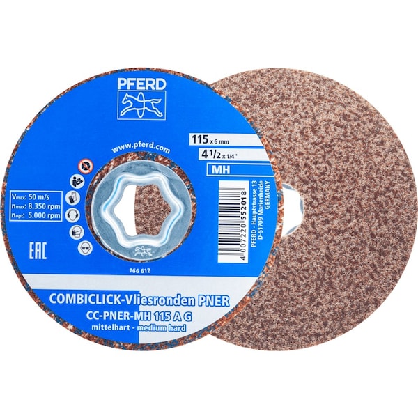 Pferd PFERD COMBICLICK Unitized Disc, 4-1/2in Dia, Coarse, Hard, 6AM, Aluminum Oxide - 48176