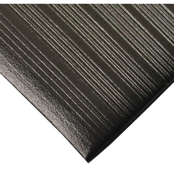 Notrax Antifatigue Mat, 8 ft. L x 3 ft. W, 3/8" Thickness, Closed Cell PVC Foam, Corrugated, Black - 410S0338BL