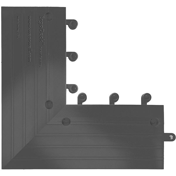 Wearwell Ramp Outside Corner, PVC, 15 in W x 15 in L, 7/8 in Thick, 4 PK - 560.78X6X15X15BK-CS4