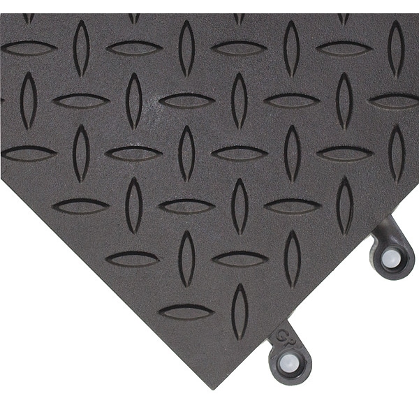 Wearwell Interlocking Antifatigue Mat Tile, 18 in W x PVC, Black - 599.78X18X18BK-CS10