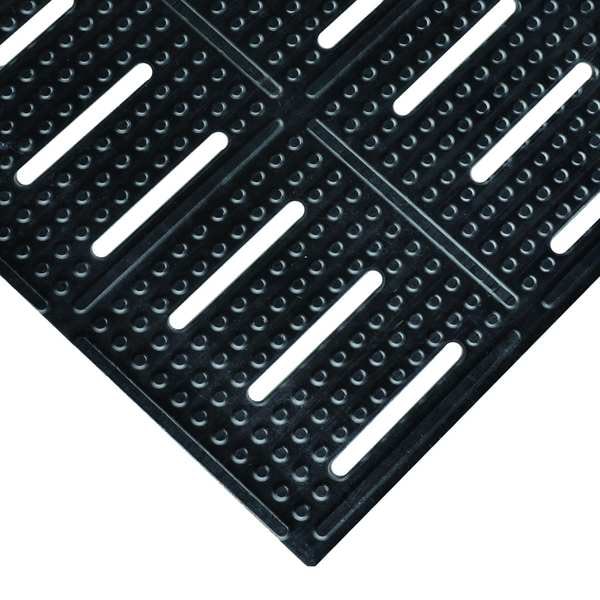 Notrax Antifatigue Mat, Nitrile Rubber, Slotted, 2 ft W x 3 ft L, Black - 755S0023BL