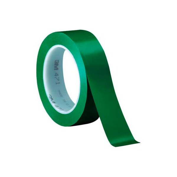 Box Packaging 3M‚Ñ¢ 471 Vinyl Tape 1" x 36 Yds 5.2 Mil Green - 3/PACK - T9654713PKG