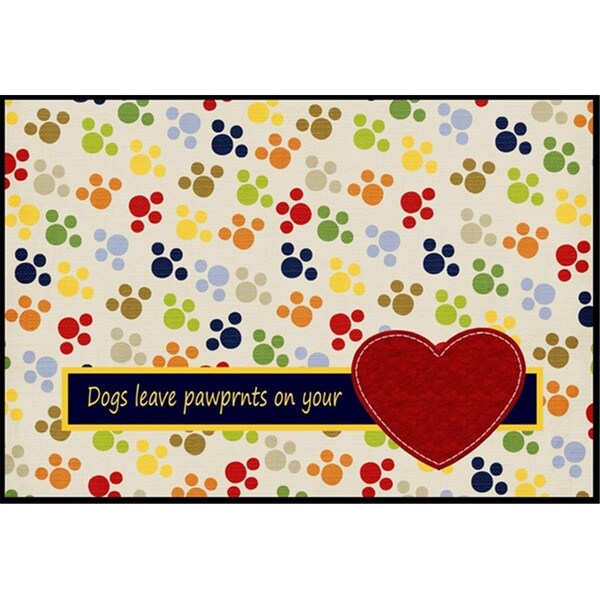 Carolines Treasures Dogs leave pawprints on your heart Indoor or Outdoor Mat - SB3054JMAT