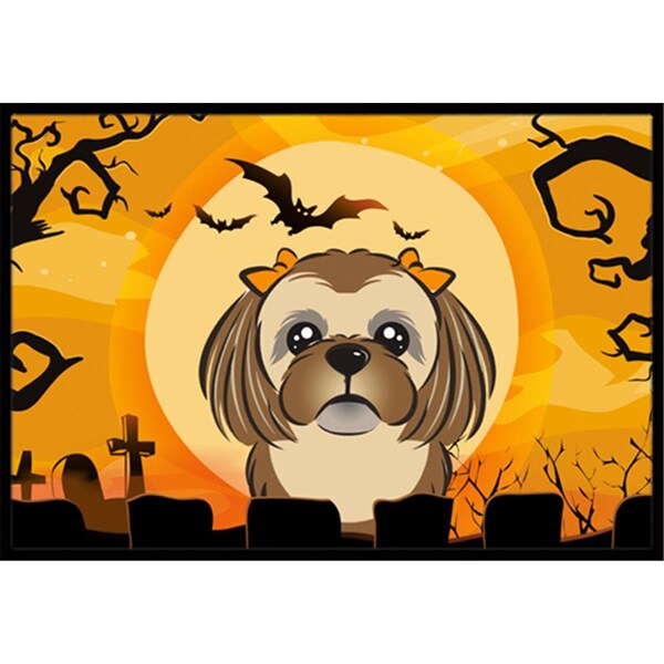 Carolines Treasures Halloween Chocolate Brown Shih Tzu Indoor and Outdoor Mat- 24 x 36 in. - BB1807JMAT