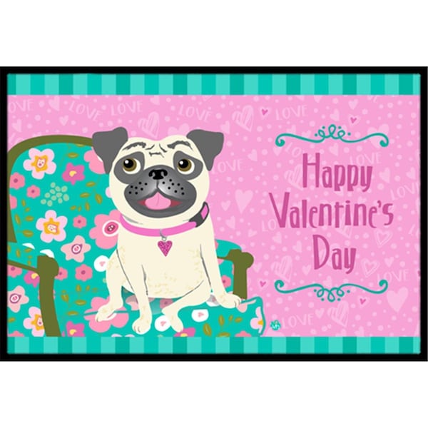 Carolines Treasures Happy Valentines Day Pug Indoor or Outdoor Mat- 18 x 27 - VHA3002MAT