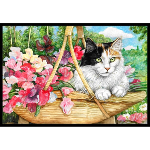 Carolines Treasures Cat in Basket Indoor or Outdoor Mat- 24 x 36 - CDCO0178JMAT