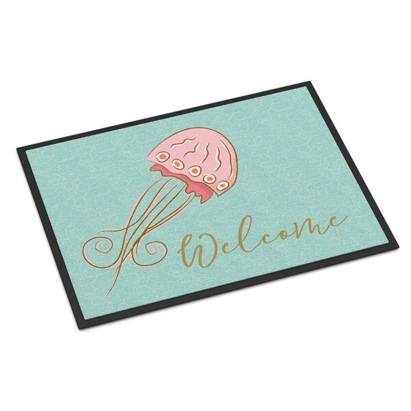 Carolines Treasures Jelly Fish Welcome Indoor or Outdoor Mat - 18 x 27 in. - BB8555MAT