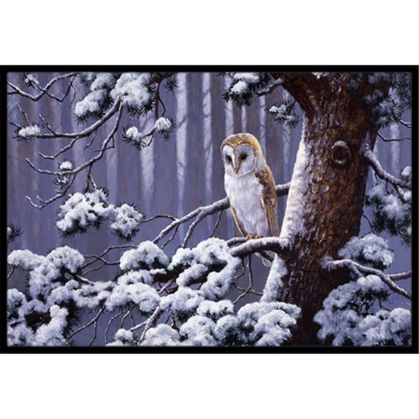 Carolines Treasures Owl on a Tree Branch in the Snow Indoor or Outdoor Mat- 24 x 36 - BDBA0303JMAT