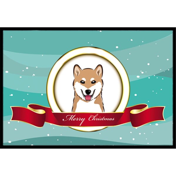 Carolines Treasures Shiba Inu Merry Christmas Indoor and Outdoor Mat- 18 x 27 in. - BB1535MAT
