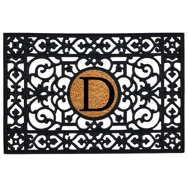 Calloway Mills Monogram Insert Door Mat, Black, Natural, 24 in W x 36 in L - 160012436D