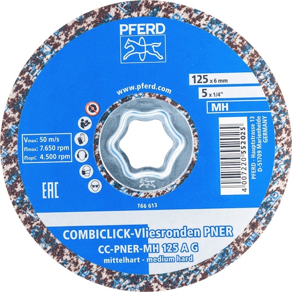 Pferd PFERD COMBICLICK Unitized Disc, 5in Dia, Coarse, Hard, 6AM, Aluminum Oxide - 48180