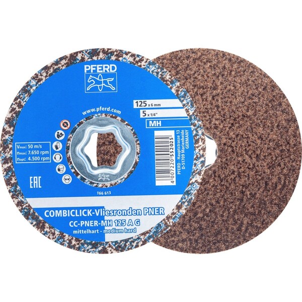 Pferd PFERD COMBICLICK Unitized Disc, 5in Dia, Coarse, Hard, 6AM, Aluminum Oxide - 48180