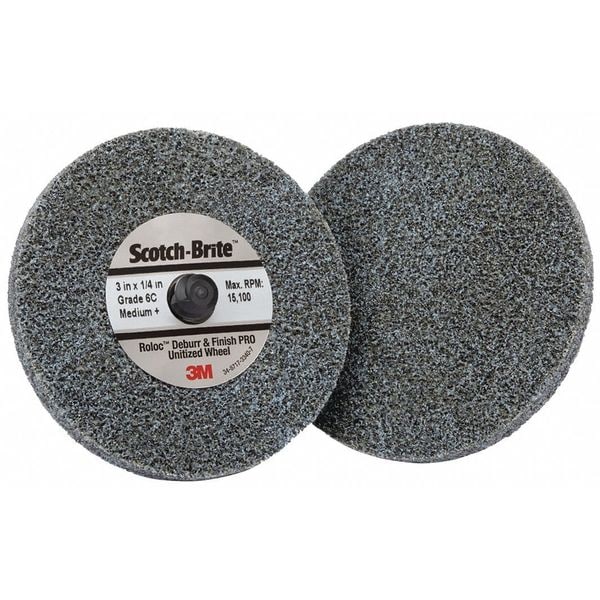 Scotch-Brite Unitized Wheel, 3 in Dia, 3 in W, 3 in Arbor Hole - 7100081365