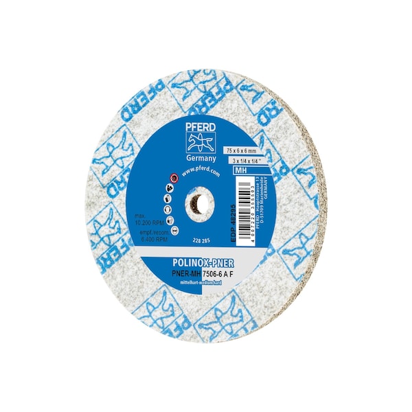Pferd Unitized Wheel, 6AF, 3"x1/4"x1/4", 3 in Dia, 1/4 in W, 1/4 in Arbor Hole - 48295