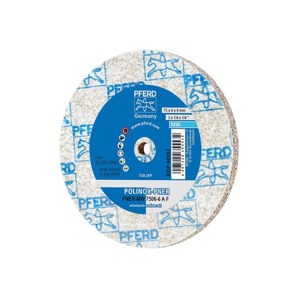 Pferd Unitized Wheel, 3AF, 3"x1/4"x1/4", 3 in Dia, 1/4 in W, 1/4 in Arbor Hole - 48293