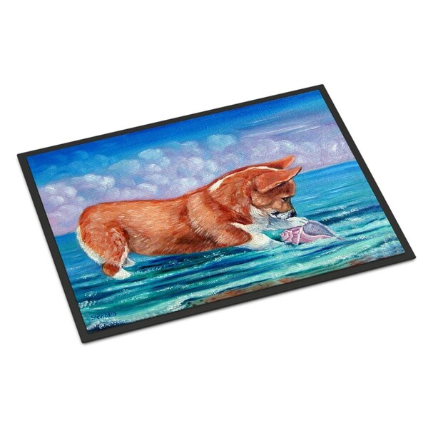 Carolines Treasures 24 x 36 in. Corgi Sea Shell Find Indoor or Outdoor Mat - 7407JMAT