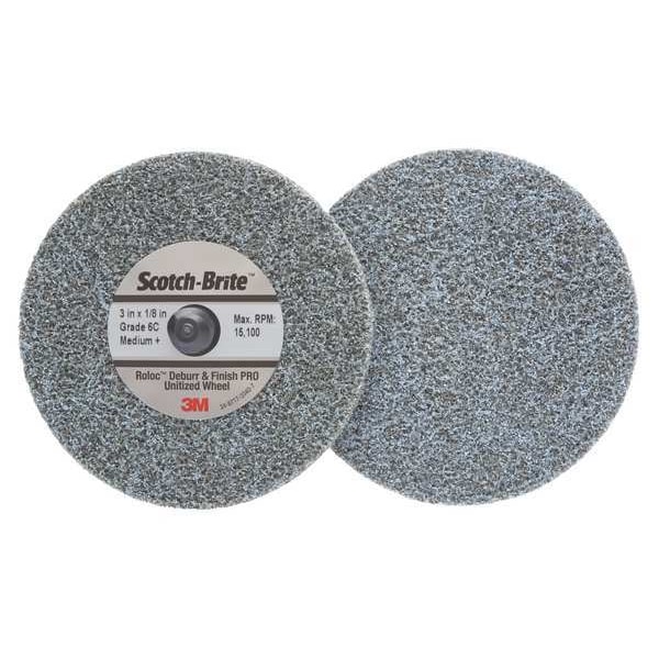 Scotch-Brite Unitized Wheel, 3 in Dia, 1/4 in W, TR Arbor Hole - 61500301579
