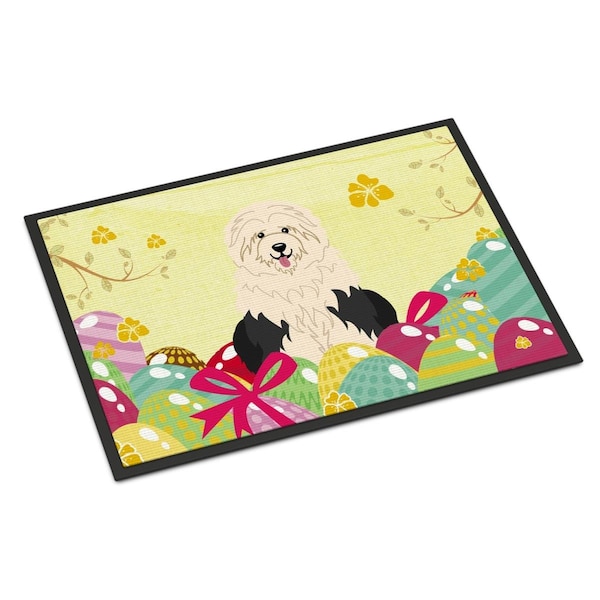 Carolines Treasures 18 x 27 in. Easter Eggs Old English Sheepdog Indoor or Outdoor Mat - BB6096MAT