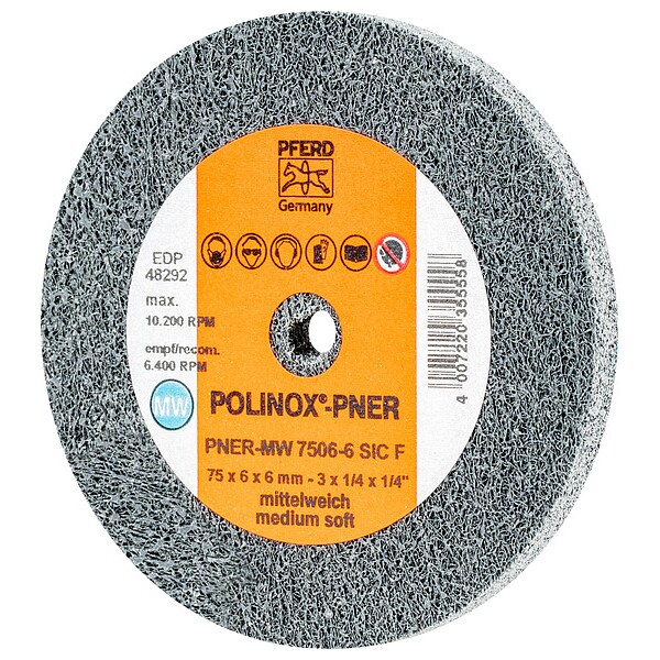 Pferd Unitized Wheel, 3 in Dia, 1/4 in W, 1/4 in Arbor Hole - 48292