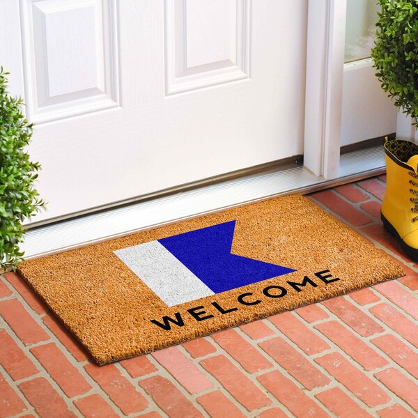 Calloway Mills Personalized Door Mat, Blue, White, Black, Natural, 17 in W x 29 in L - 108121729A
