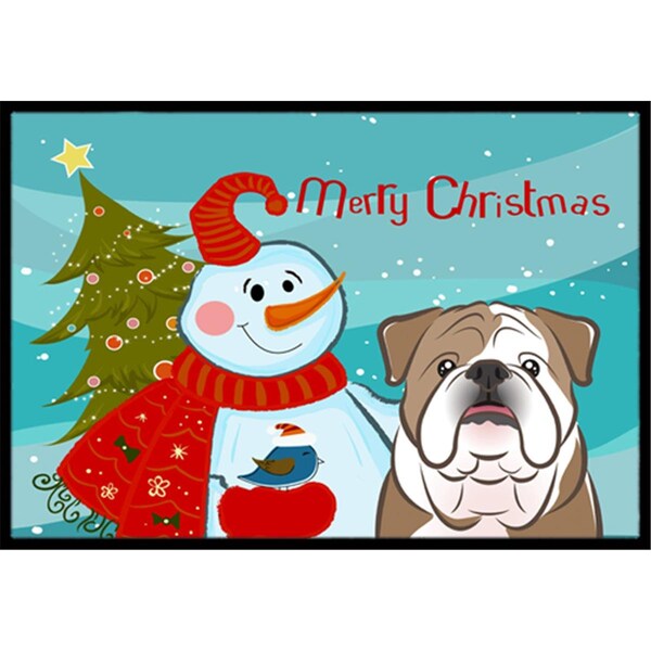 Carolines Treasures Snowman With English Bulldog Indoor and Outdoor Mat- 18 x 27 in. - BB1839MAT