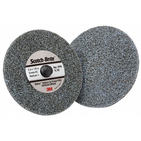 Scotch-Brite Unitized Wheel, 3 in Dia, 3 in W, 3 in Arbor Hole - 7100081366