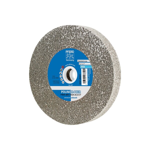 Pferd Unitized Wheel, 3Af, 6"x1"x1", 6 in Dia, 1 in W, 1 in Arbor Hole - 48423