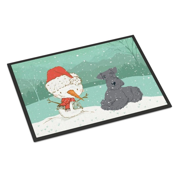 Carolines Treasures 18 x 27 in. Lakeland Terrier Snowman Christmas Indoor or Outdoor Mat - CK2077MAT