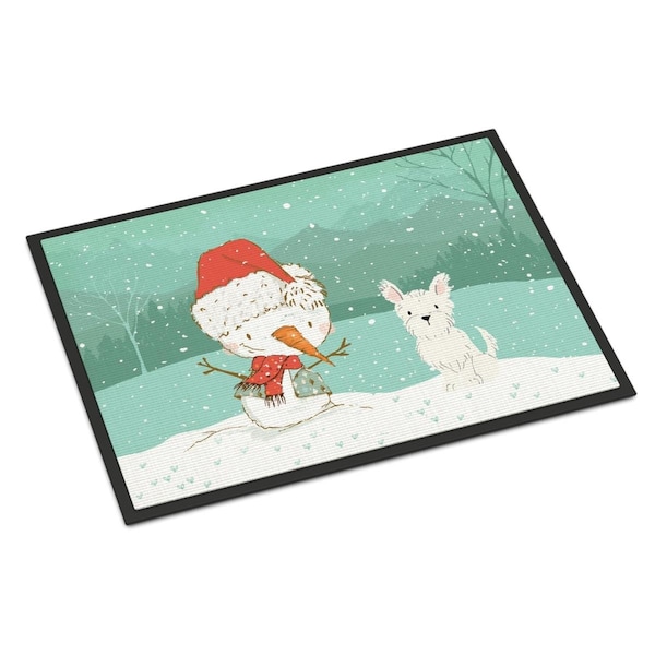 Carolines Treasures 18 x 27 in. Westie Terrier Snowman Christmas Indoor or Outdoor Mat - CK2097MAT