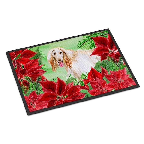 Carolines Treasures Afghan Hound Poinsettas Indoor or Outdoor Mat - 18 x 27 in. - CK1350MAT