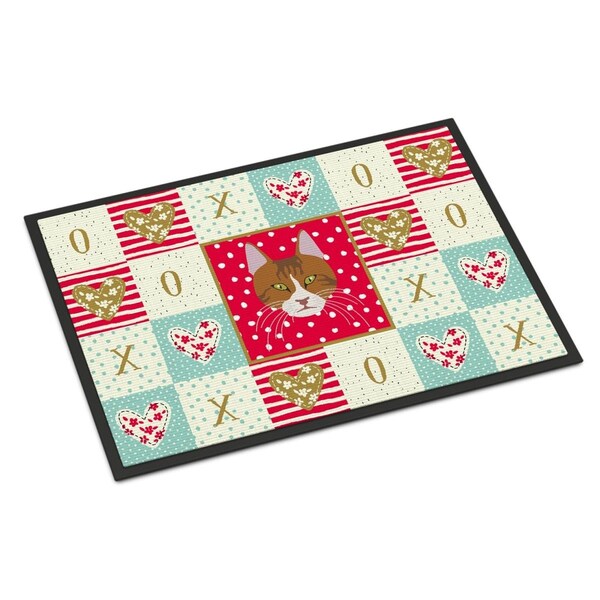 Carolines Treasures 18 x 27 in. Aegean Cat Love Indoor or Outdoor Mat - CK5078MAT