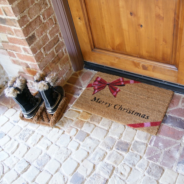 Rubber-Cal "Christmas Doormat Kit" - 2 Coir Christmas Door Mats & 1 Boot Scraper - 10-108-004