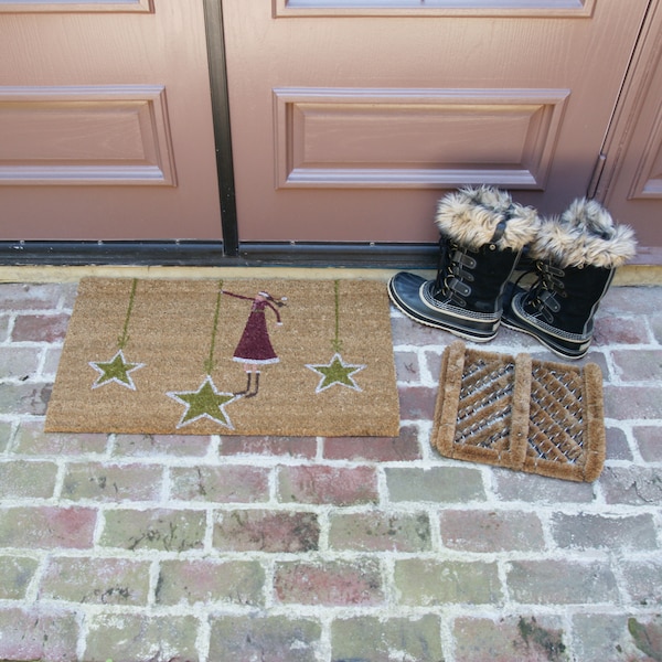 Rubber-Cal "Christmas Doormat Kit" - 2 Coir Christmas Door Mats & 1 Boot Scraper - 10-108-004