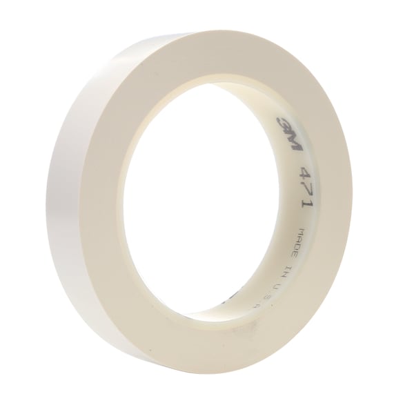 3M Vinyl Tape, 5.2 Mil, 1/4"x36 yds., White, PK144 - T961471W
