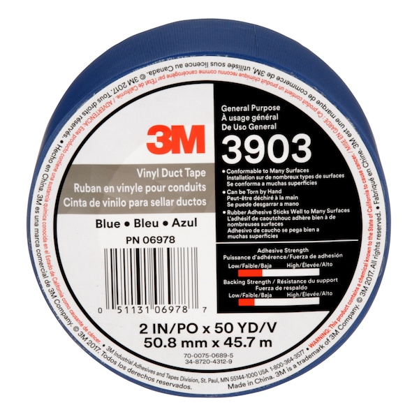 3M Duct Tape, 6.3 Mil, 2"x50 yds., Blue, PK24 - T9873903J