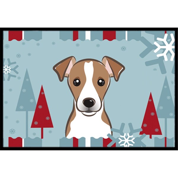 Carolines Treasures Winter Holiday Jack Russell Terrier Indoor and Outdoor Mat- 18 x 27 in. - BB1756MAT