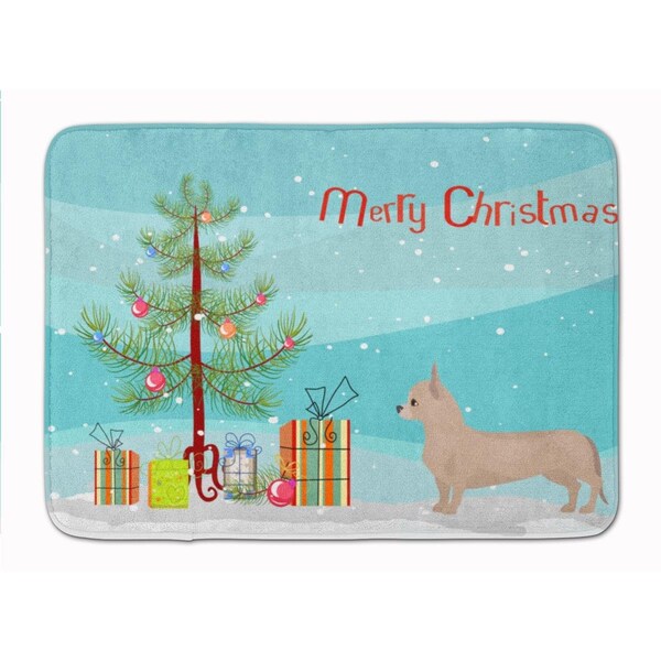 Carolines Treasures Tan Chiweenie Christmas Tree Machine Washable Memory Foam Mat - CK3815RUG