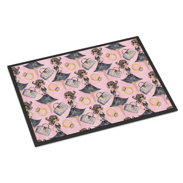 Carolines Treasures Watercolor Fashion Diva on Pink Indoor or Outdoor Mat, 18 x 27 in. - BB7500MAT