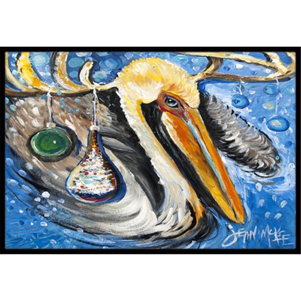 Carolines Treasures Pelican Dressed As A Reindeer Indoor and Outdoor Mat- 18 x 27 in. - JMK1020MAT